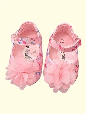 Jelly Beans Pink Floral Mary Jane Shoes with Tulle Flower